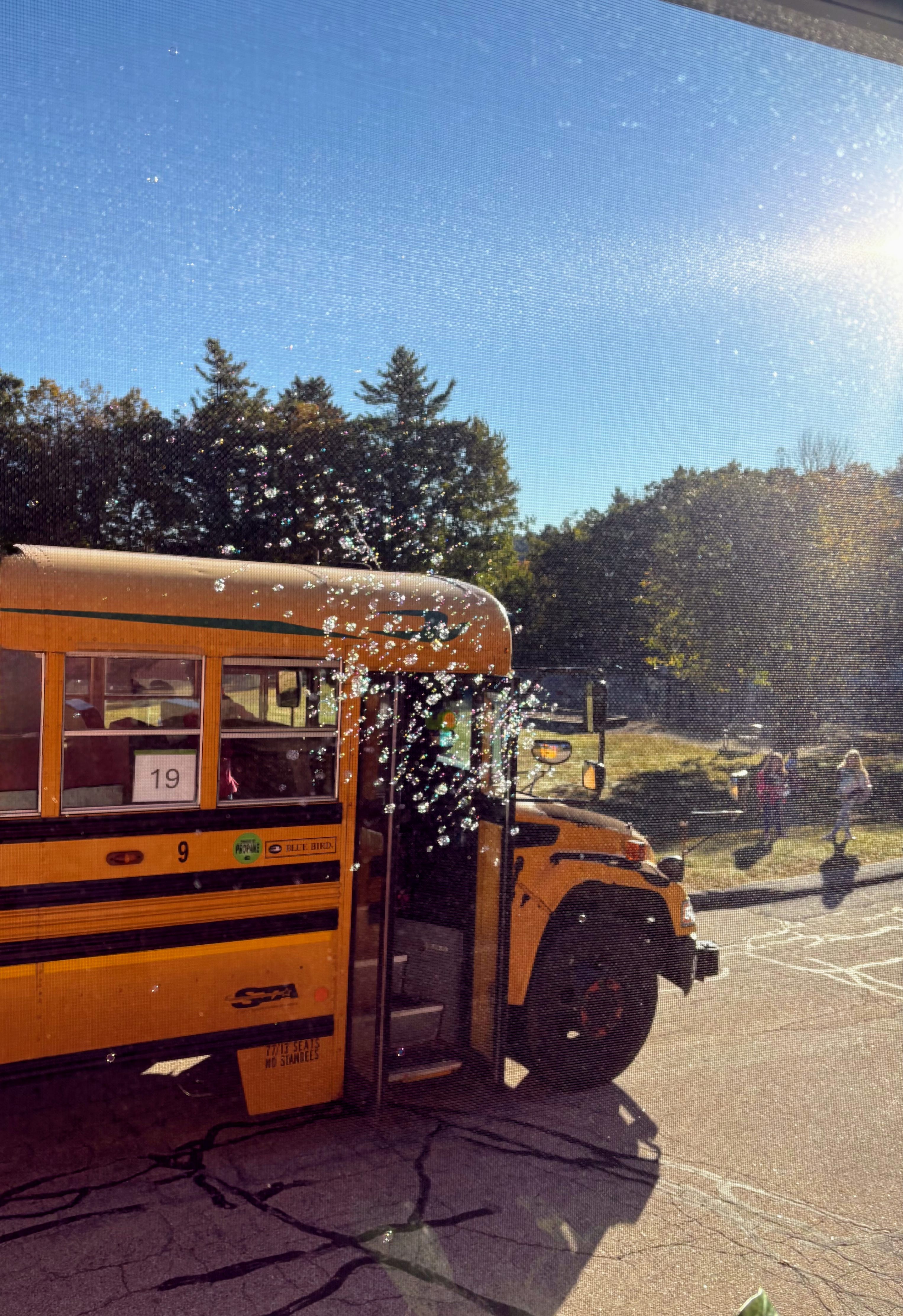Bus bringing some magic at morning drop off